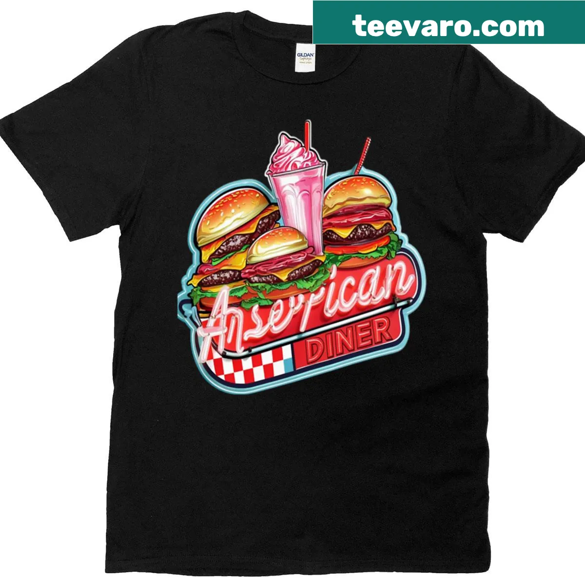 Vintage American style diner t-shirt with a retro design — on a men's t-shirt