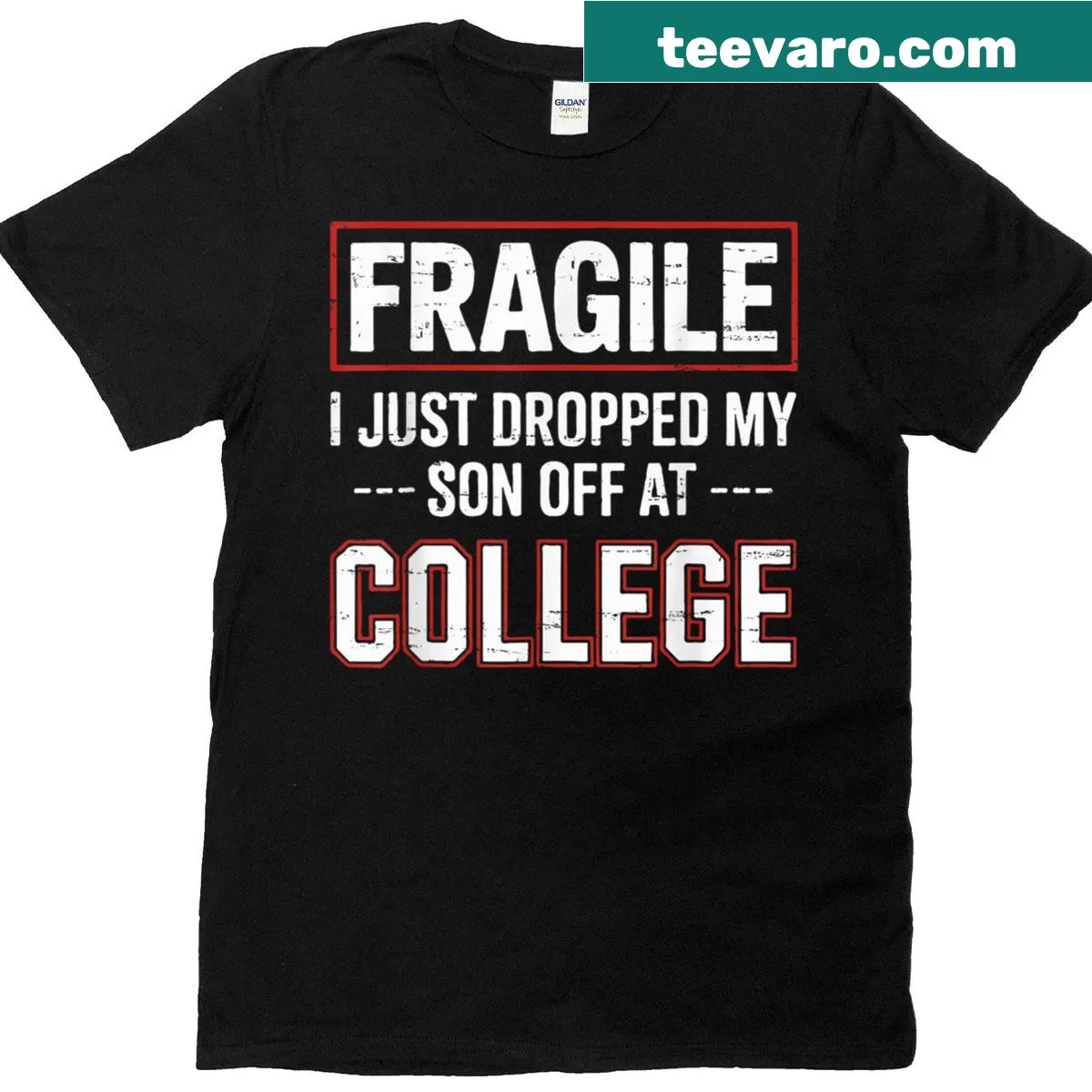 Retro T-shirt for parents dropping their son off at college — on a men's t-shirt
