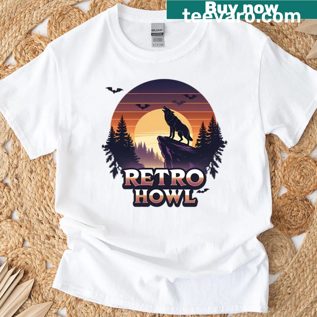 Vintage werewolf graphic T-shirt for Halloween — on a men's t-shirt