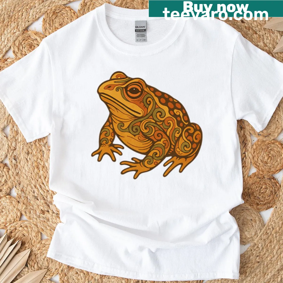 Vintage-style T-shirt featuring an illustrated toad — on a men's t-shirt