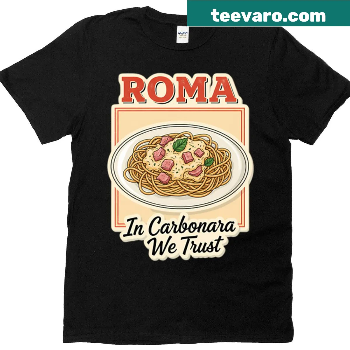 Charming illustration of carbonara on a casual t-shirt — on a men's t-shirt