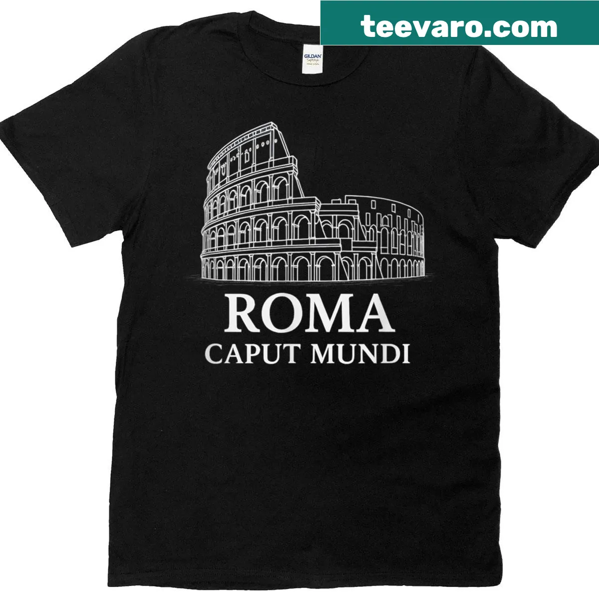 Typographic t-shirt featuring Rome as the Capital of the World — on a men's t-shirt