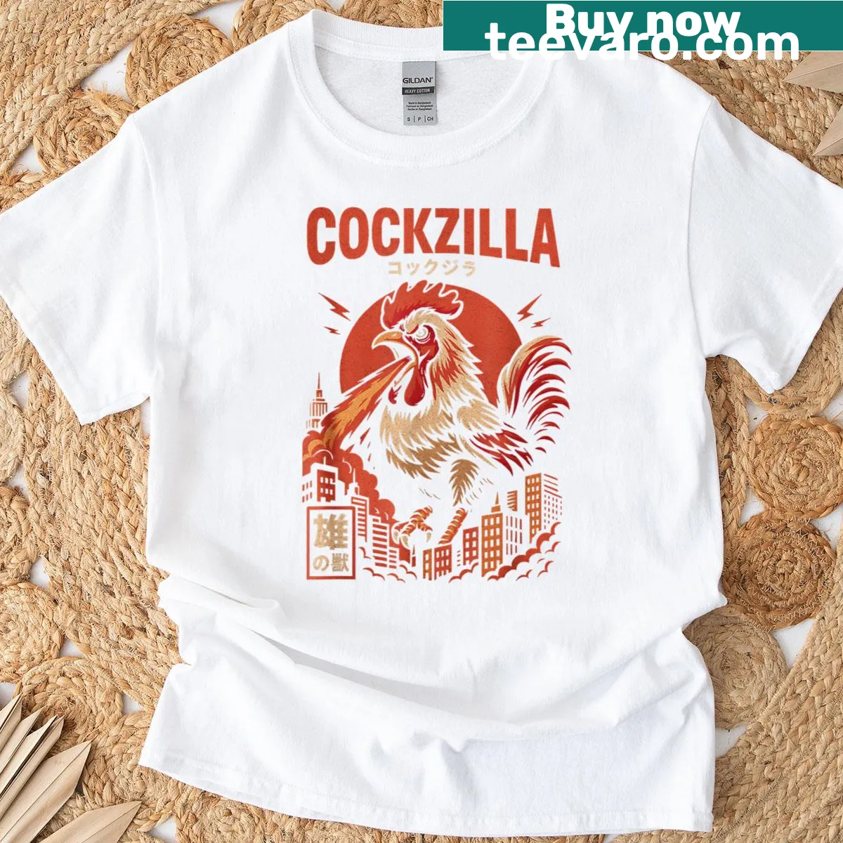 Distressed Funny Chicken t-shirt featuring a rooster graphic and humorous text — on a men's t-shirt