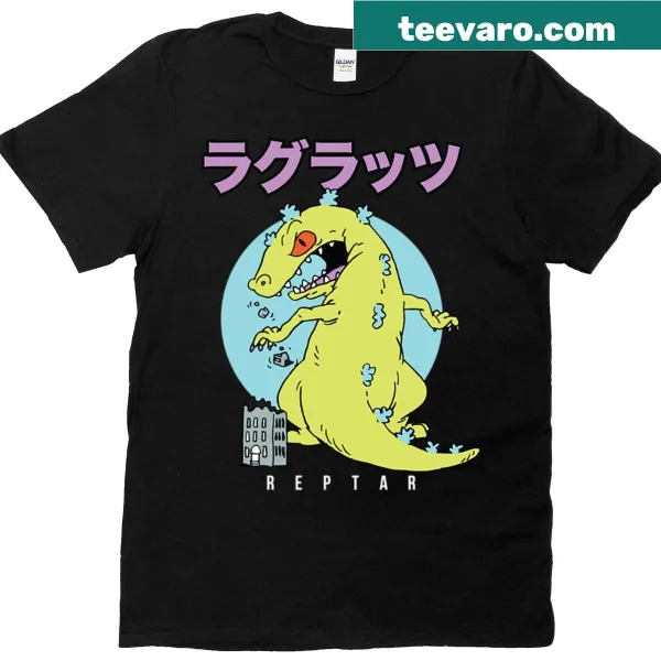 Vintage Rugrats Reptar logo on a t-shirt