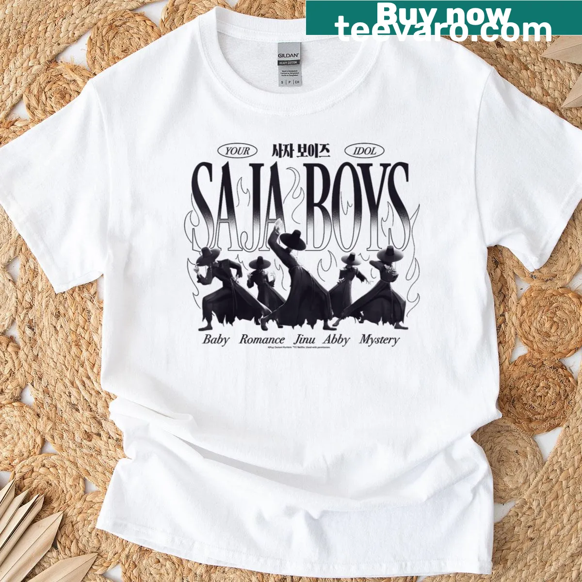 Kpop inspired t-shirt featuring idol demon form illustrations — on a men's t-shirt