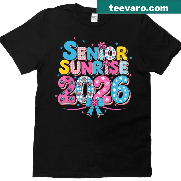 Funny 'Senior Sunrise 2026' t-shirt for students