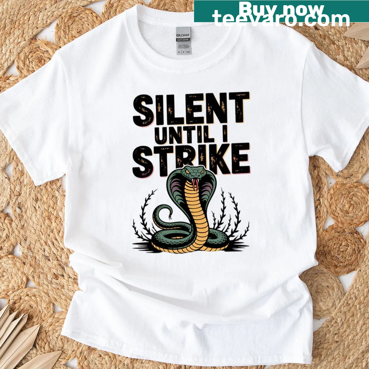Bold cobra graphic design on oversized T-shirt — on a men's t-shirt