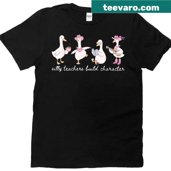 Cute illustration of a silly goose on a teacher t-shirt for back to school