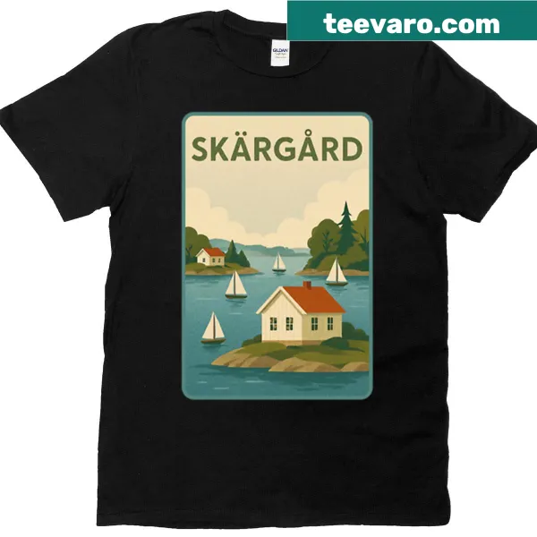 Serene Swedish Archipelago t-shirt with nature design