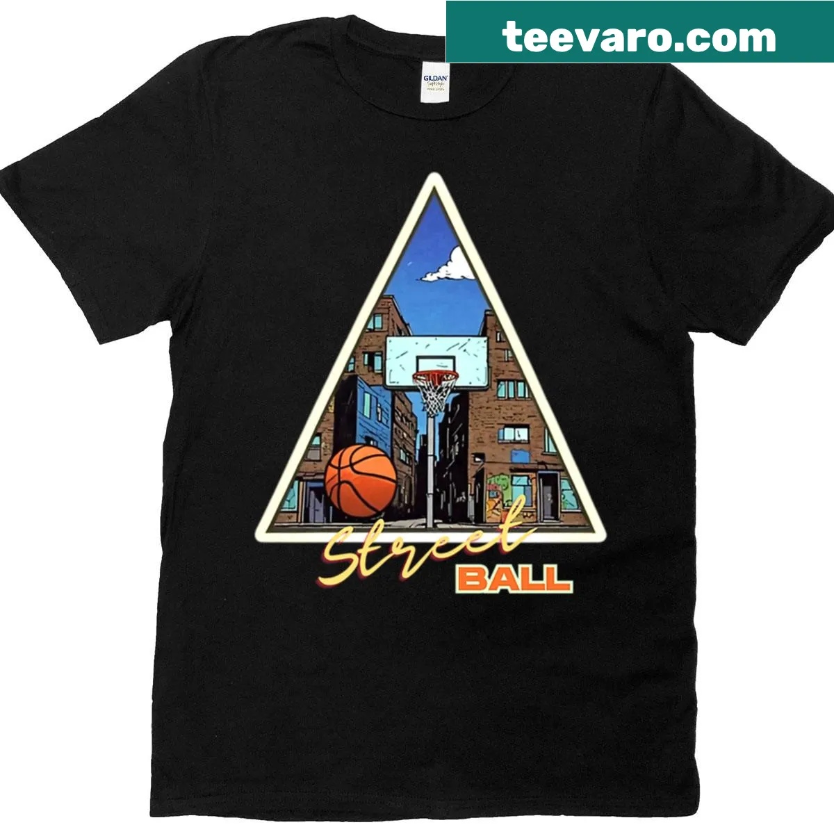 Playful streetball graphic on a casual t-shirt — on a men's t-shirt