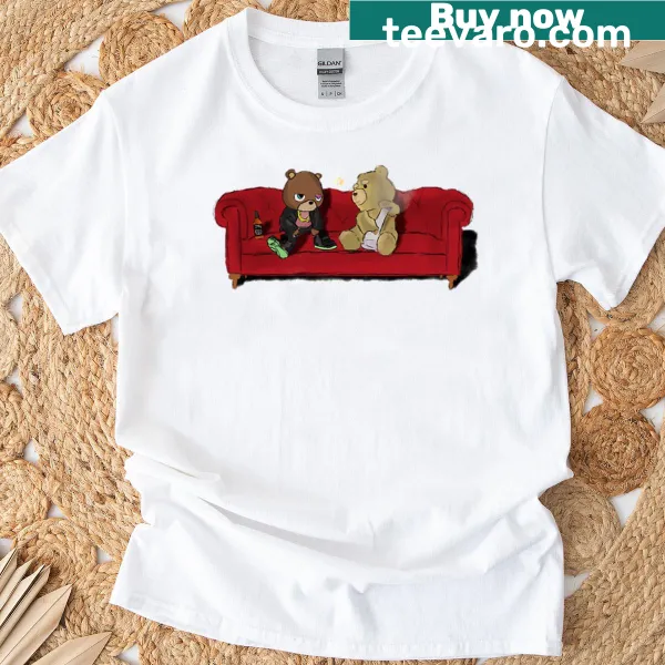 Illustration of a bear talking on T-shirt