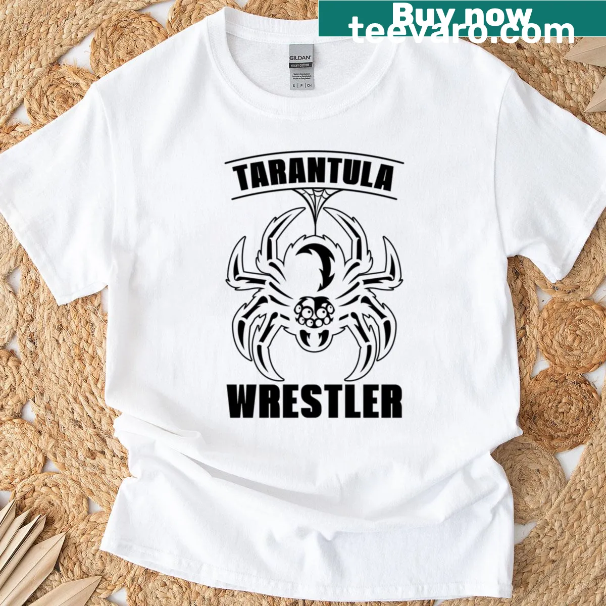 Illustration of a wrestling tarantula for arachnology lovers — on a men's t-shirt
