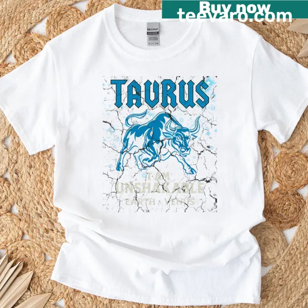 Retro-style Taurus zodiac design featuring 80s rock band elements
