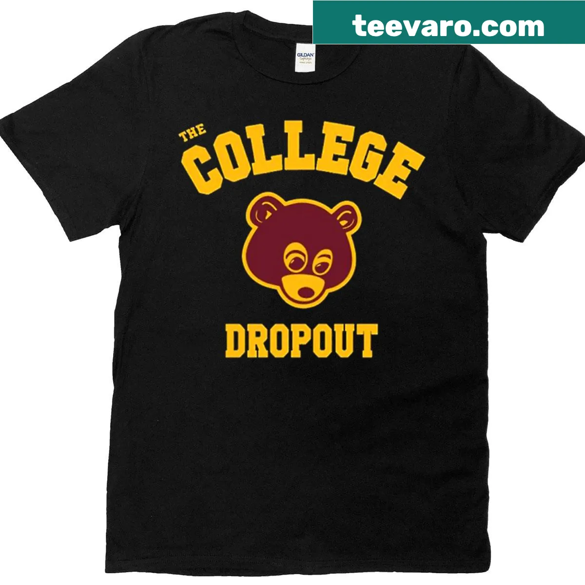 T-shirt with the phrase 'The College Dropout' in bold text — on a men's t-shirt