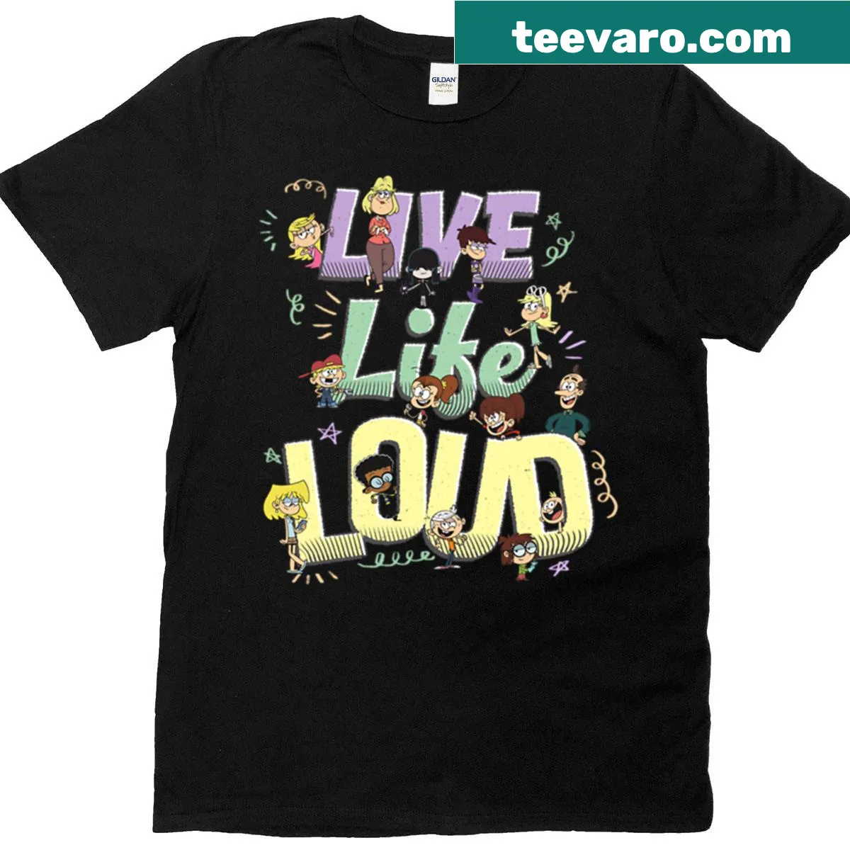 Vintage group logo from The Loud House on a casual t-shirt — on a men's t-shirt