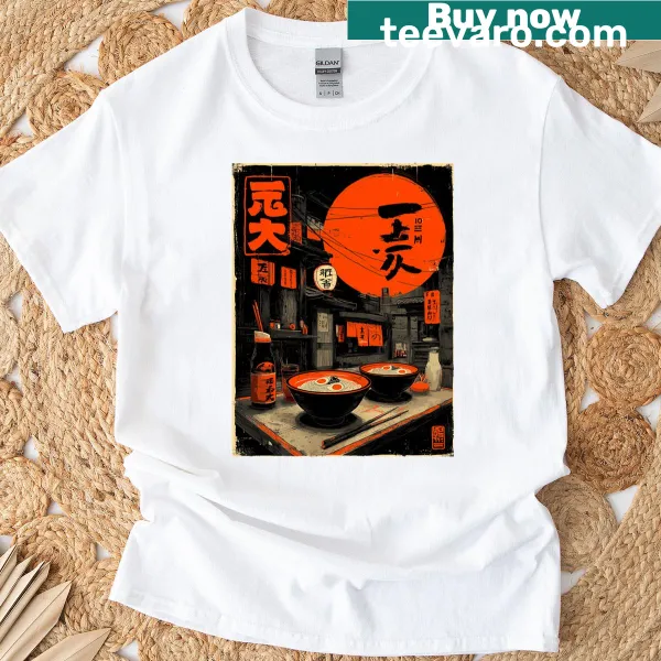 Whimsical noodle merchant graphic t-shirt
