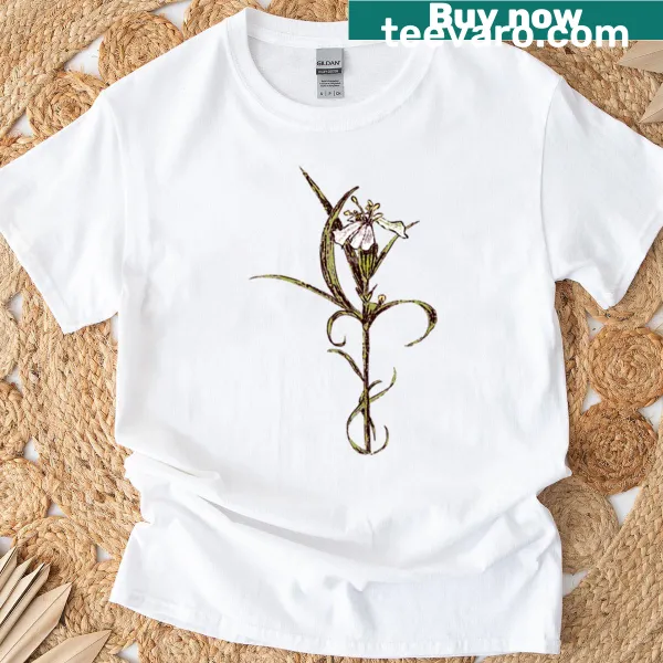 Detailed illustration of Silene flower on T-shirt