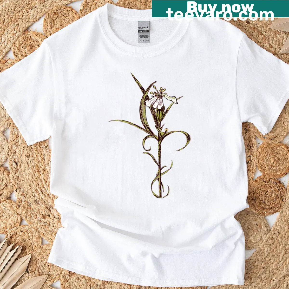 Detailed illustration of Silene flower on T-shirt — on a men's t-shirt