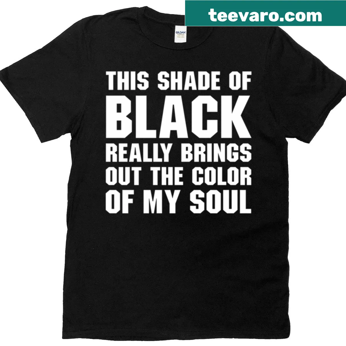 Text T-shirt with the saying about black and soul color — on a men's t-shirt
