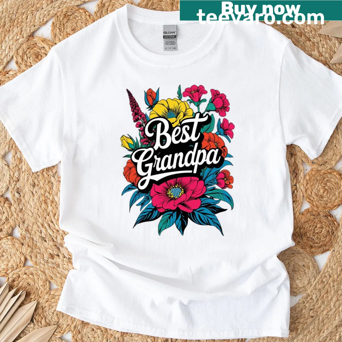 Botanical illustration design honoring classic gardening themes on an oversized T-shirt — on a men's t-shirt