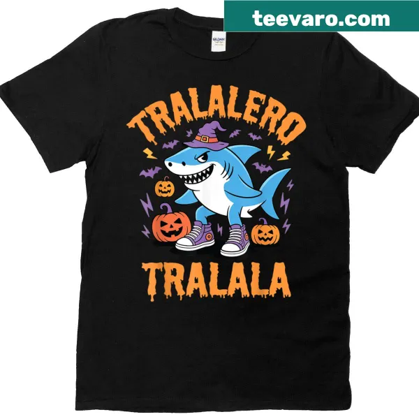 Funny shark meme t-shirt for kids with cartoon design