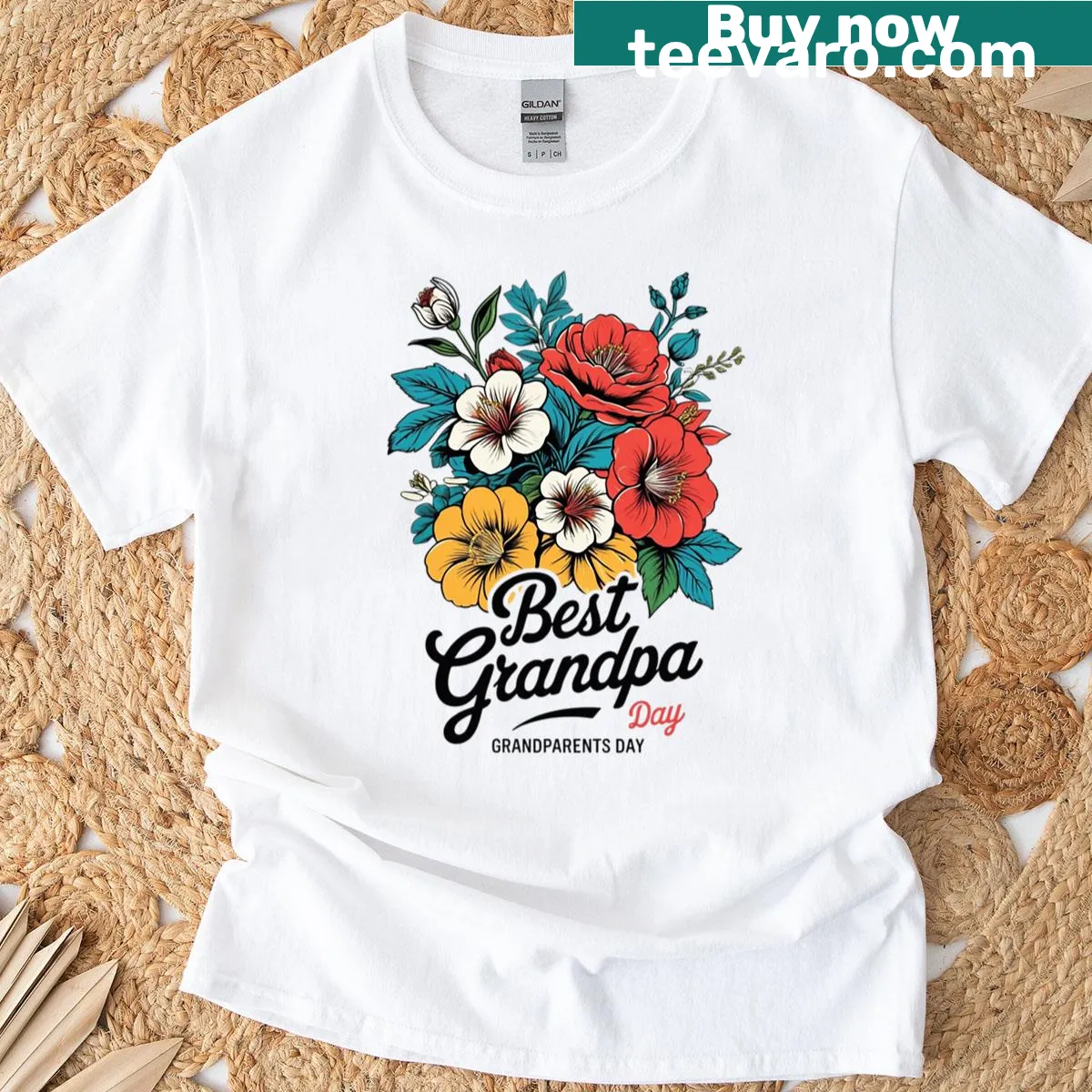 Vintage botanical tribute t-shirt designed for grandfathers — on a men's t-shirt