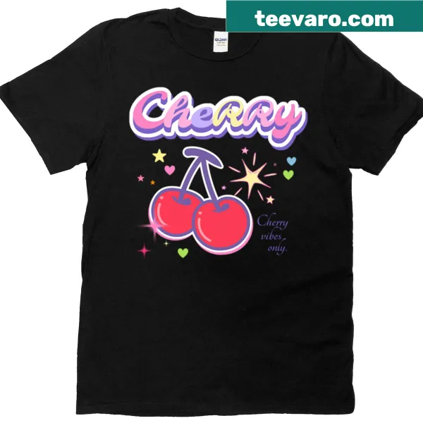 Vintage-style T-shirt adorned with a charming cherry pattern.