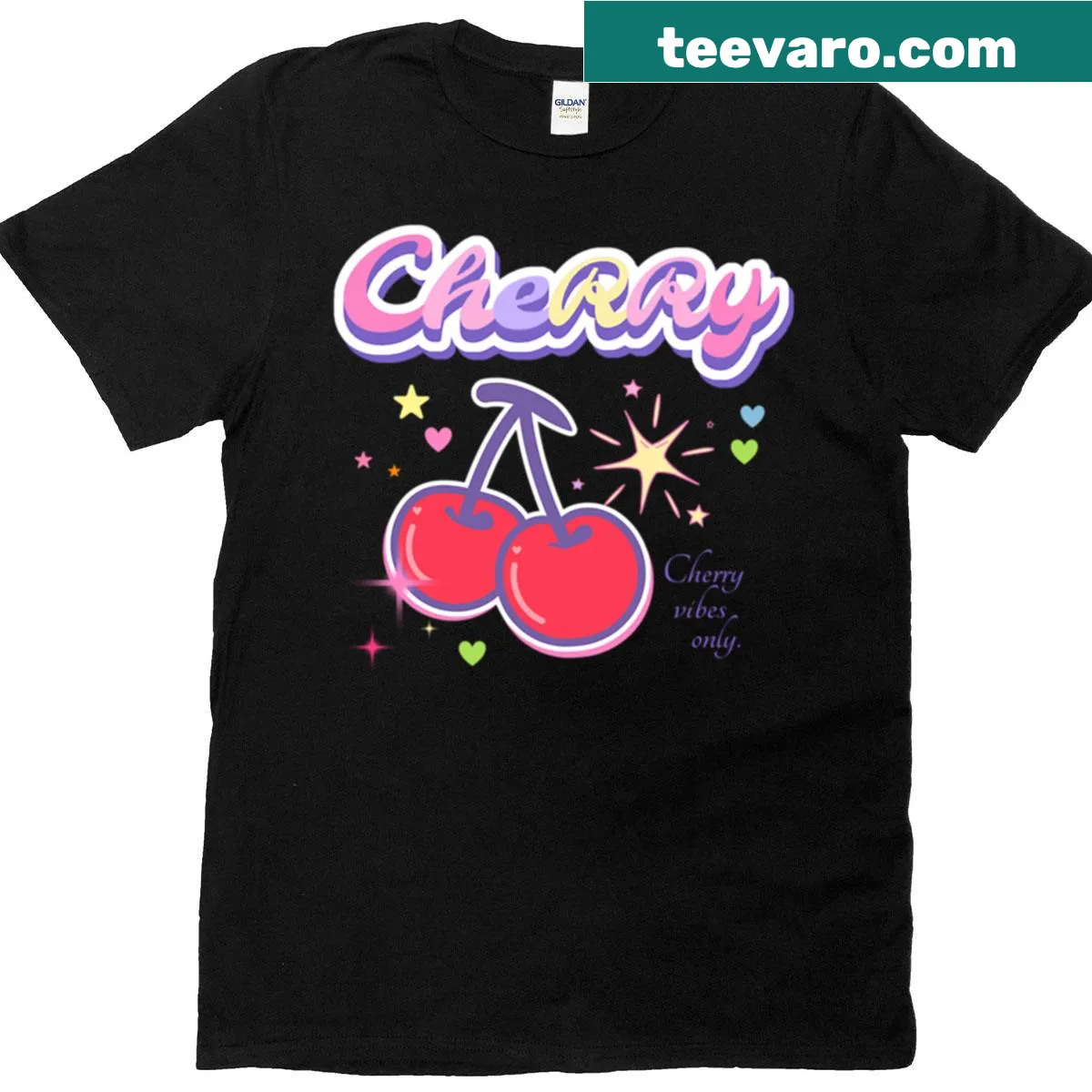 Vintage-style T-shirt adorned with a charming cherry pattern. — on a men's t-shirt