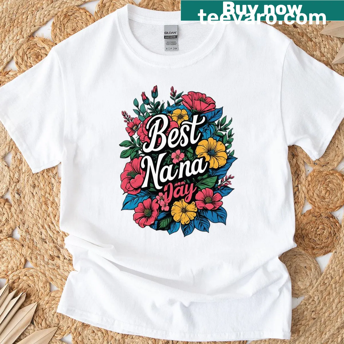 Floral tribute design for grandma on an oversized t-shirt — on a men's t-shirt
