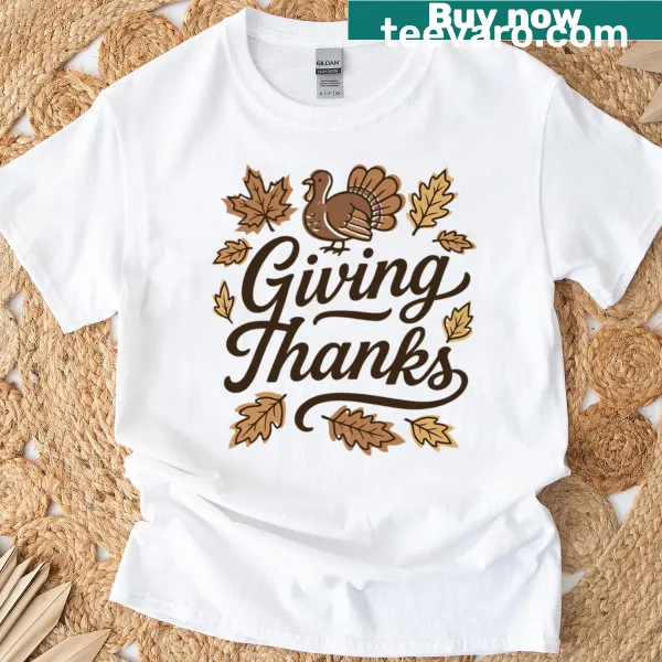 Vintage 'Giving Thanks' graphic on oversized t-shirt