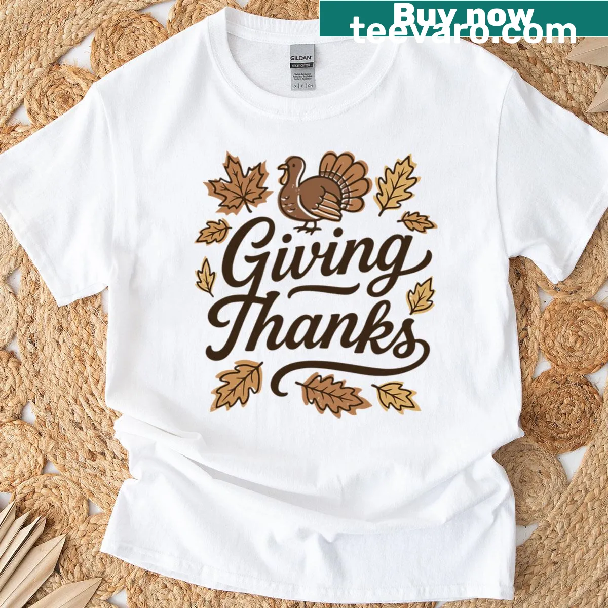 Vintage 'Giving Thanks' graphic on oversized t-shirt — on a men's t-shirt