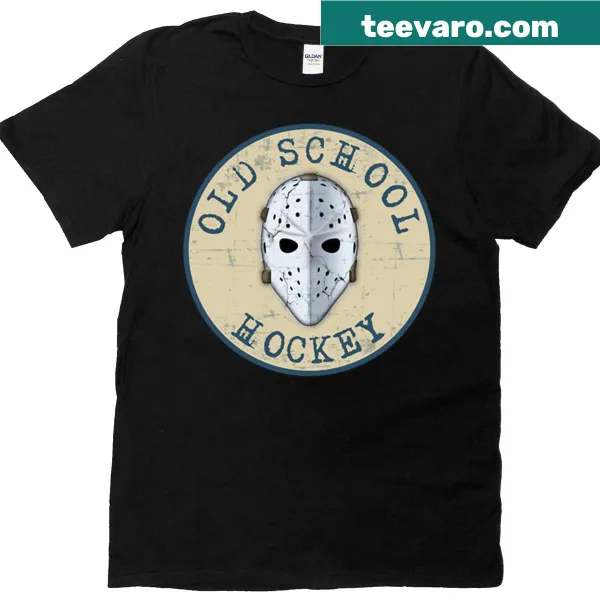 Old school hockey goalie graphic on a vintage distressed T-shirt