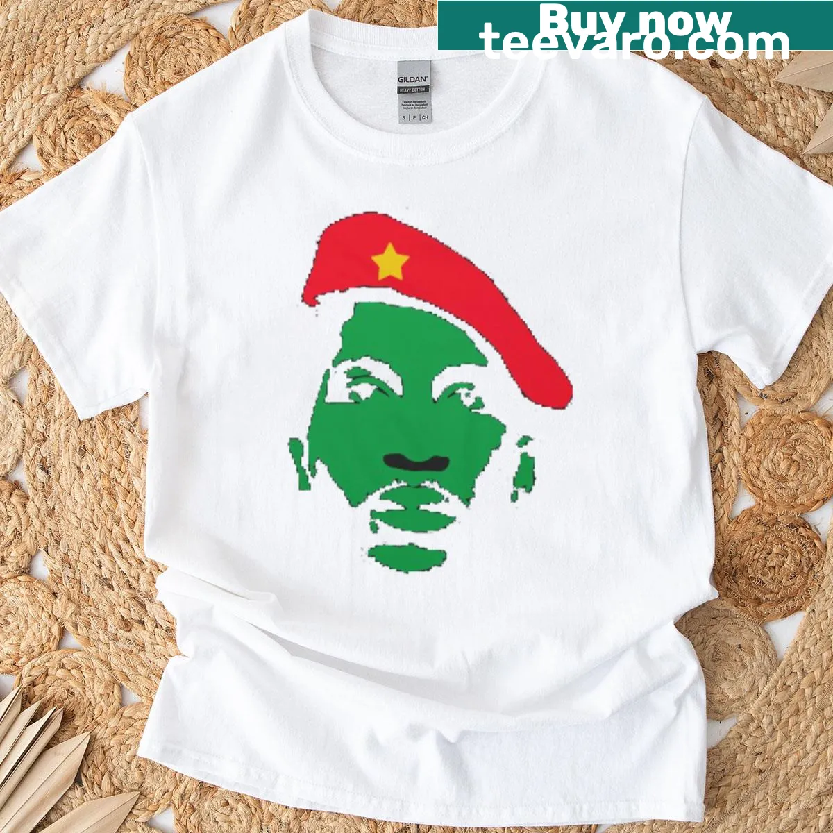Vintage Thomas Sankara graphic tee with powerful imagery — on a men's t-shirt