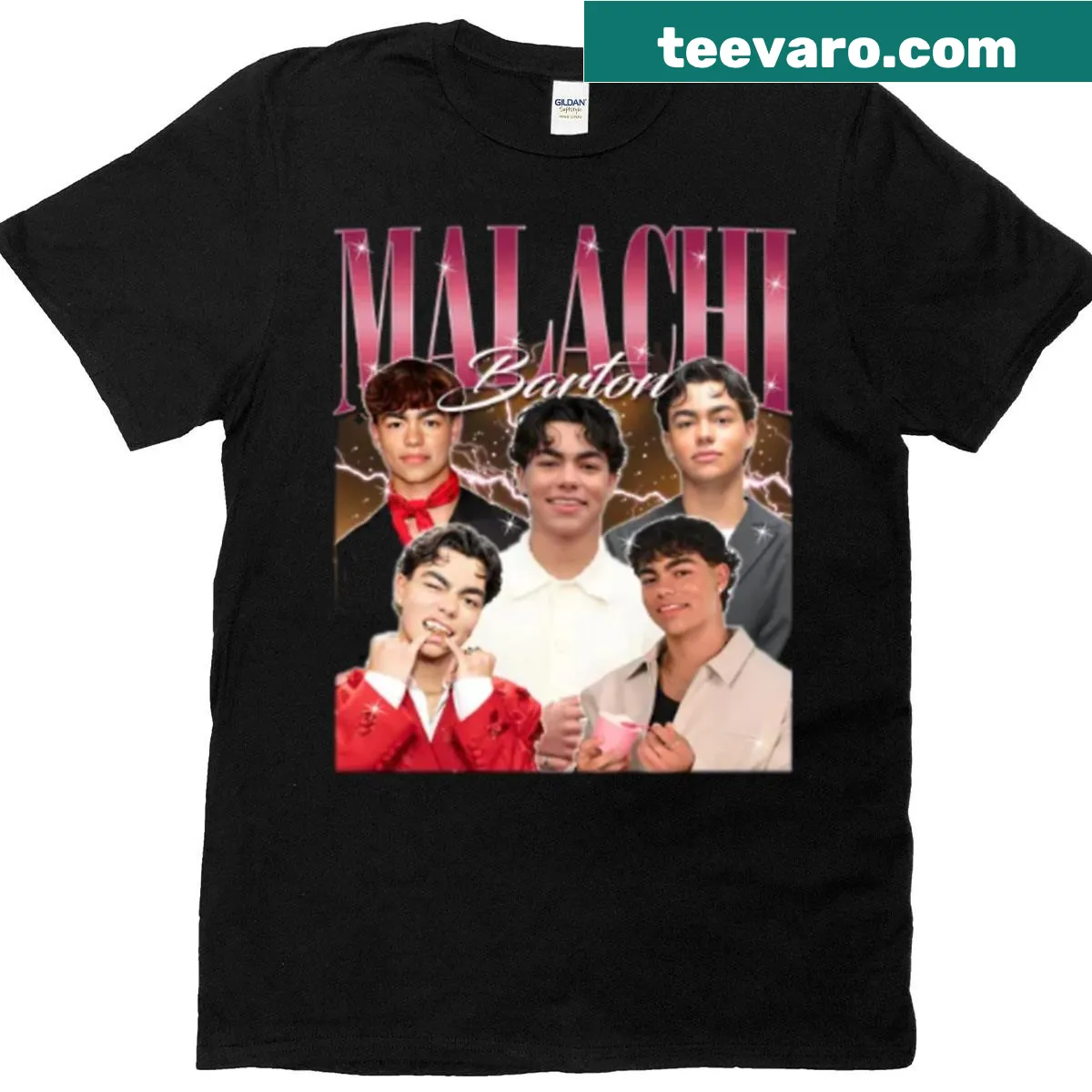 Vintage bootleg-style T-shirt featuring Malachi Barton graphic — on a men's t-shirt