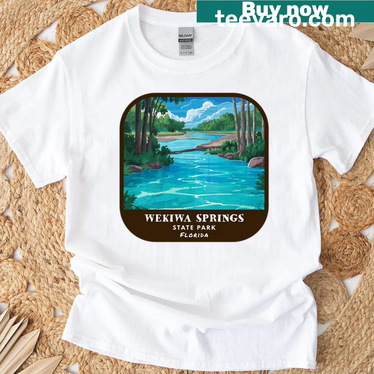 Oversized vintage Wekiwa Springs State Park t-shirt showcasing natural scenery — on a men's t-shirt