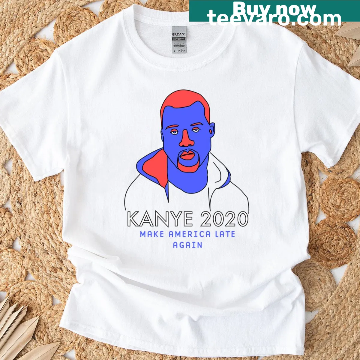 Playful typography T-shirt with the phrase Vote Yay For Ye — on a men's t-shirt