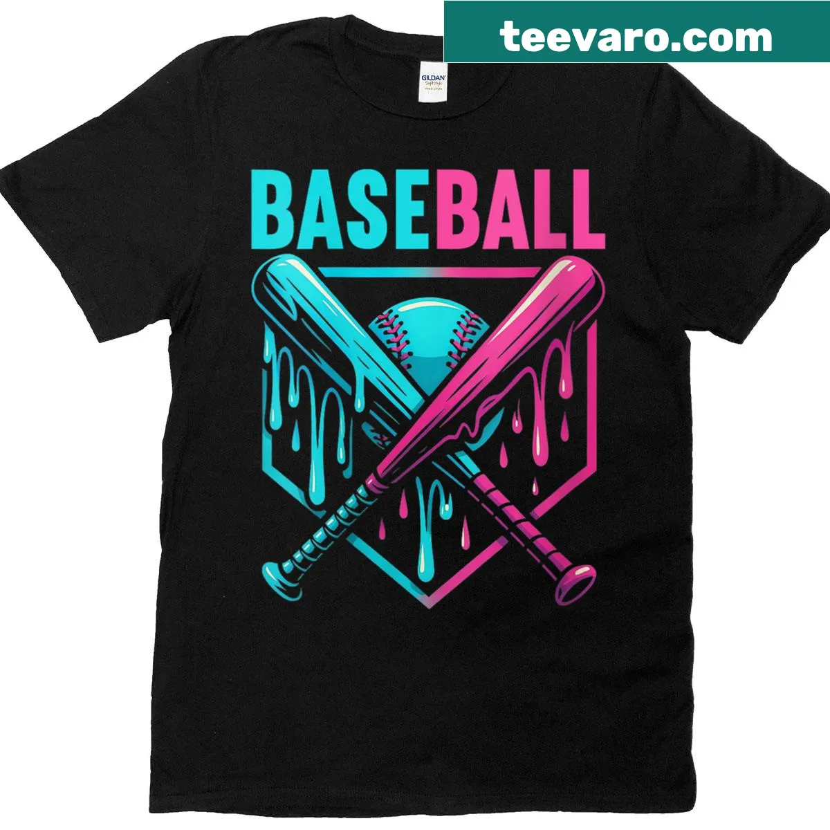 Funny kids T-shirt with baseball and ice cream design — on a men's t-shirt