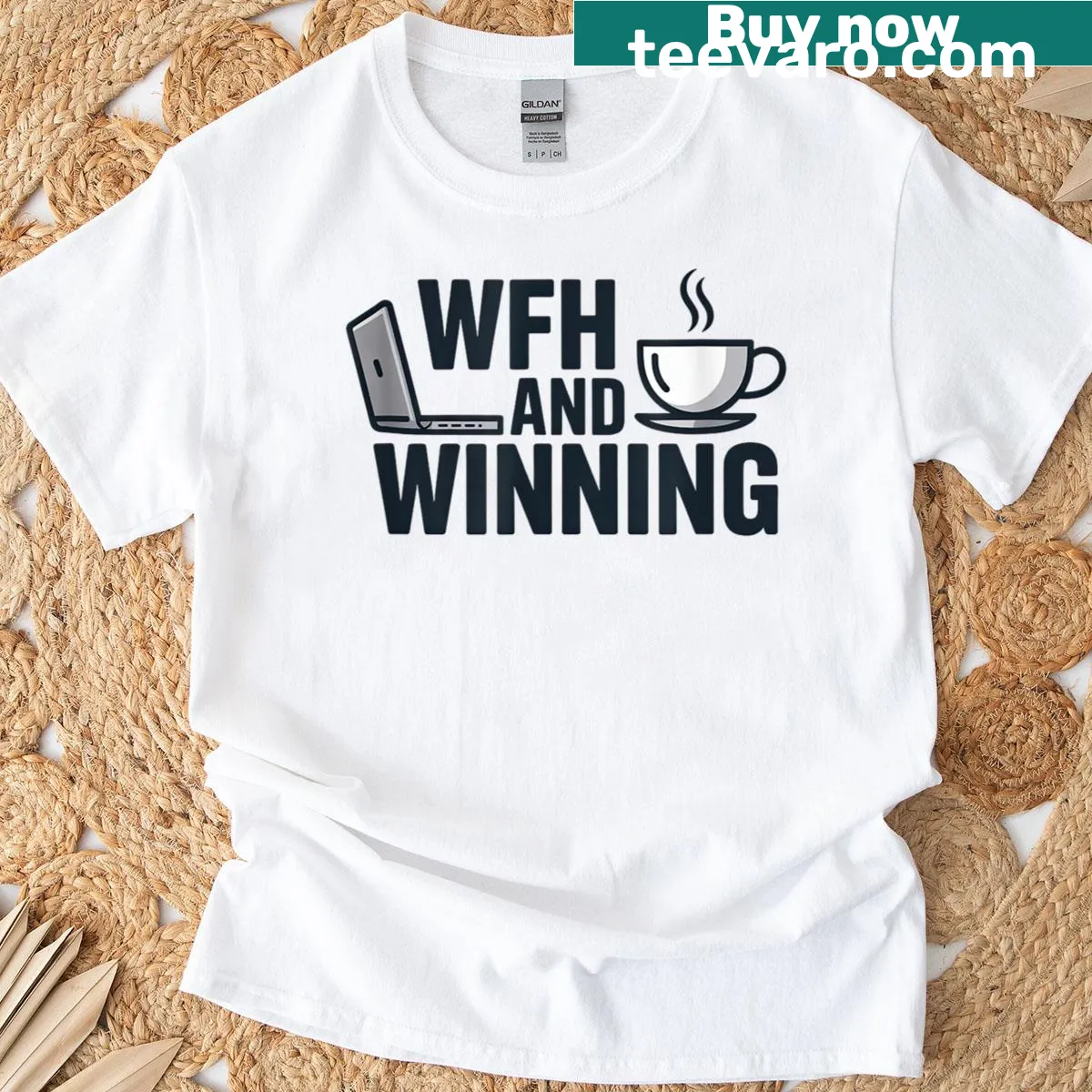 Motivational work from home t-shirt with fun typography — on a men's t-shirt