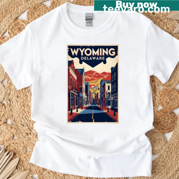 Vintage tourism graphic of Wyoming, Delaware on a T-shirt