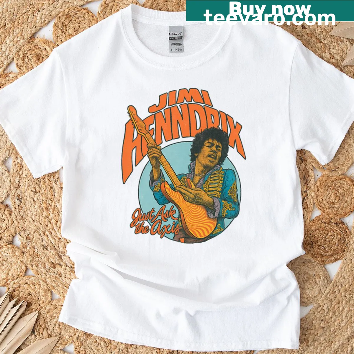 Tribute T-shirt featuring artistic design of Jimi Hendrix — on a men's t-shirt