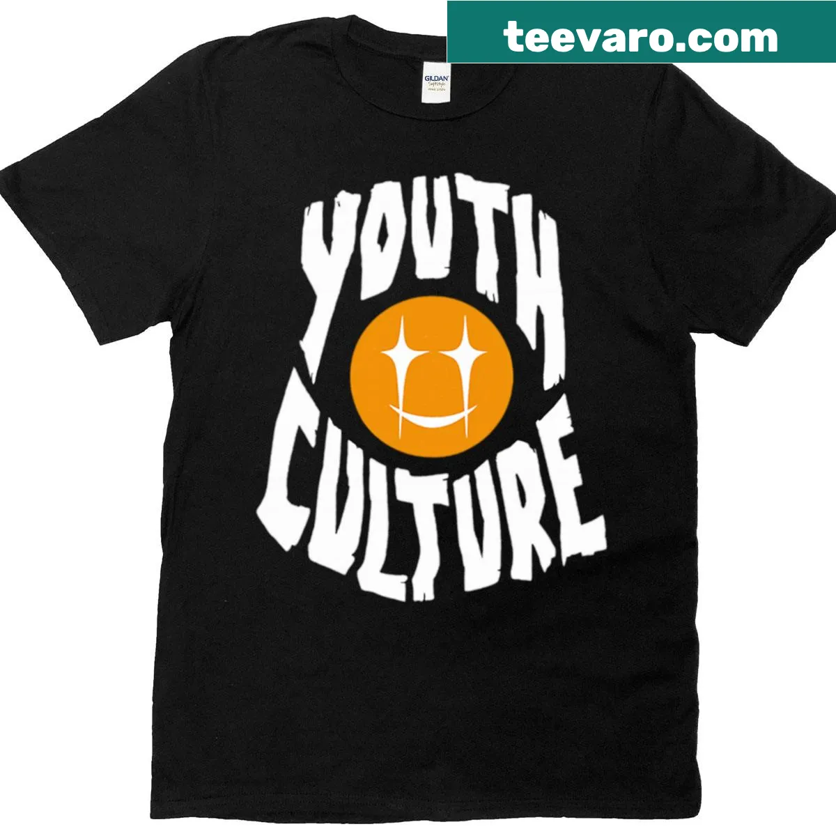 Retro smiley face graphic for a trendy oversized tee — on a men's t-shirt