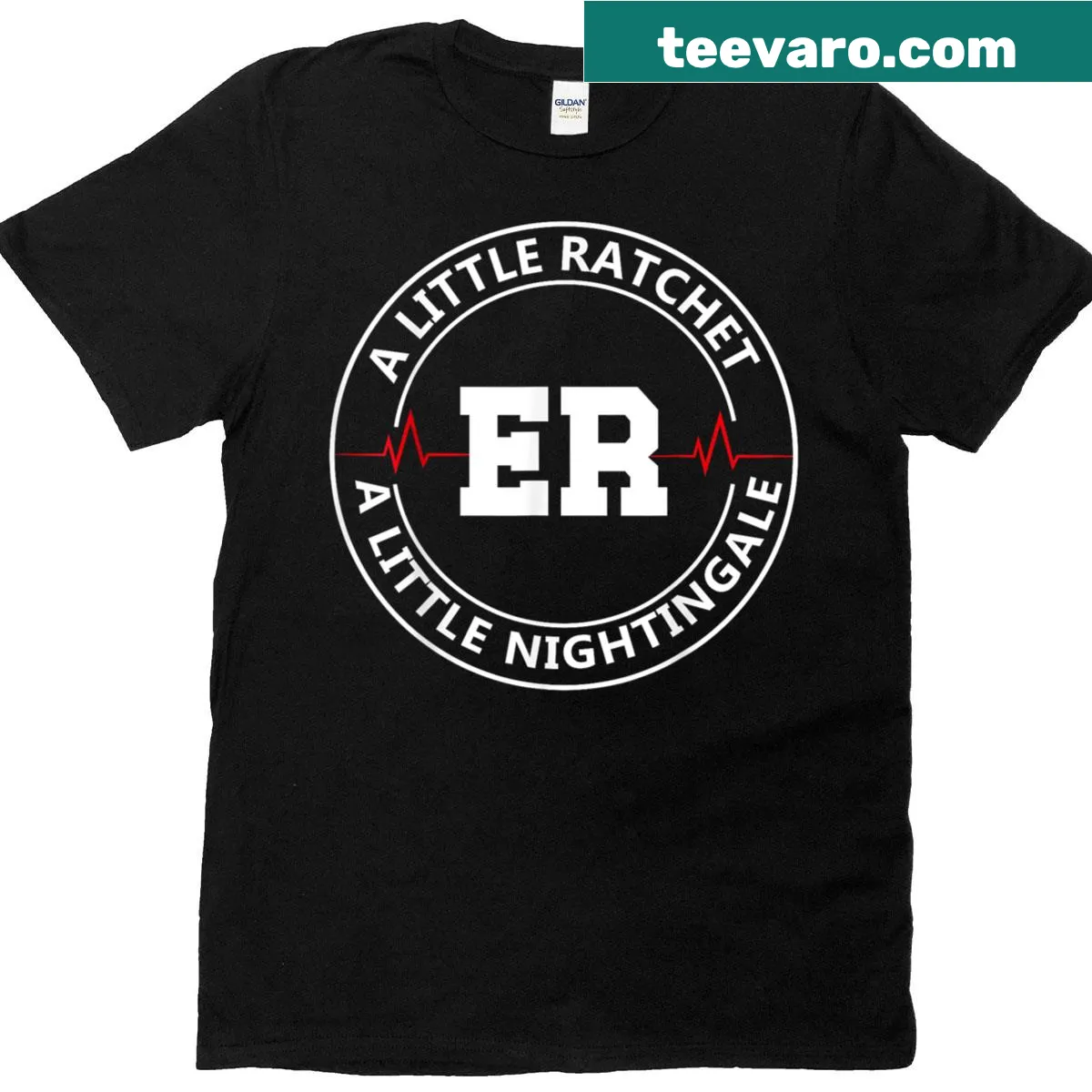 Funny T-shirt for nurses with 'A Little Ratchet A Little Nightengale' text — on a men's t-shirt