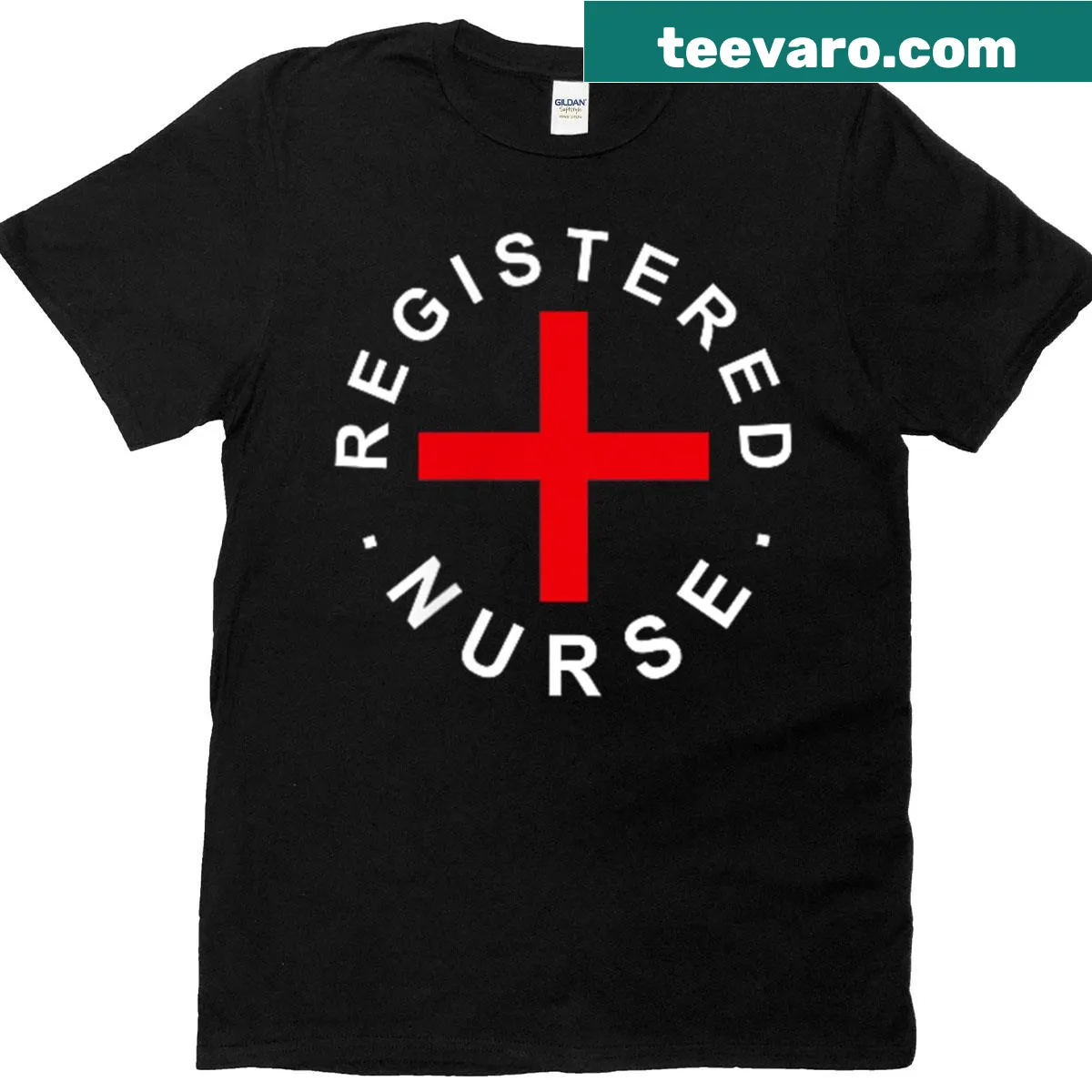 Humorous RN nurse t-shirt with dual phrase design — on a men's t-shirt