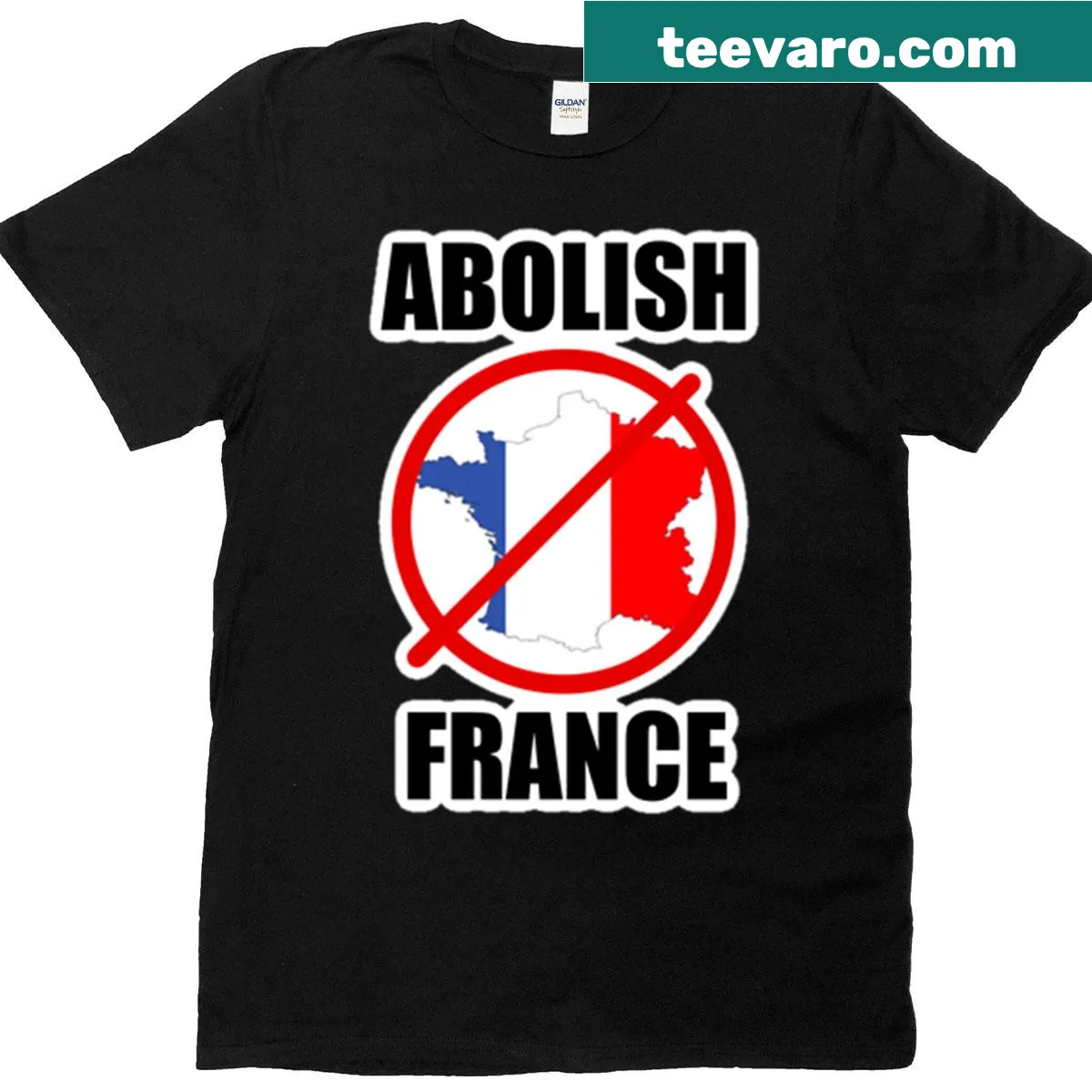 Oversized t-shirt with bold, distressed text reading 'Abolish France' — on a men's t-shirt