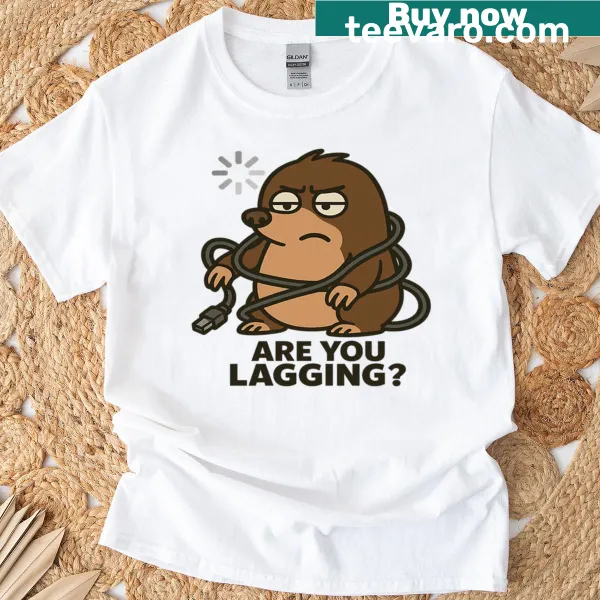 Cartoon mole with ethernet cable t-shirt