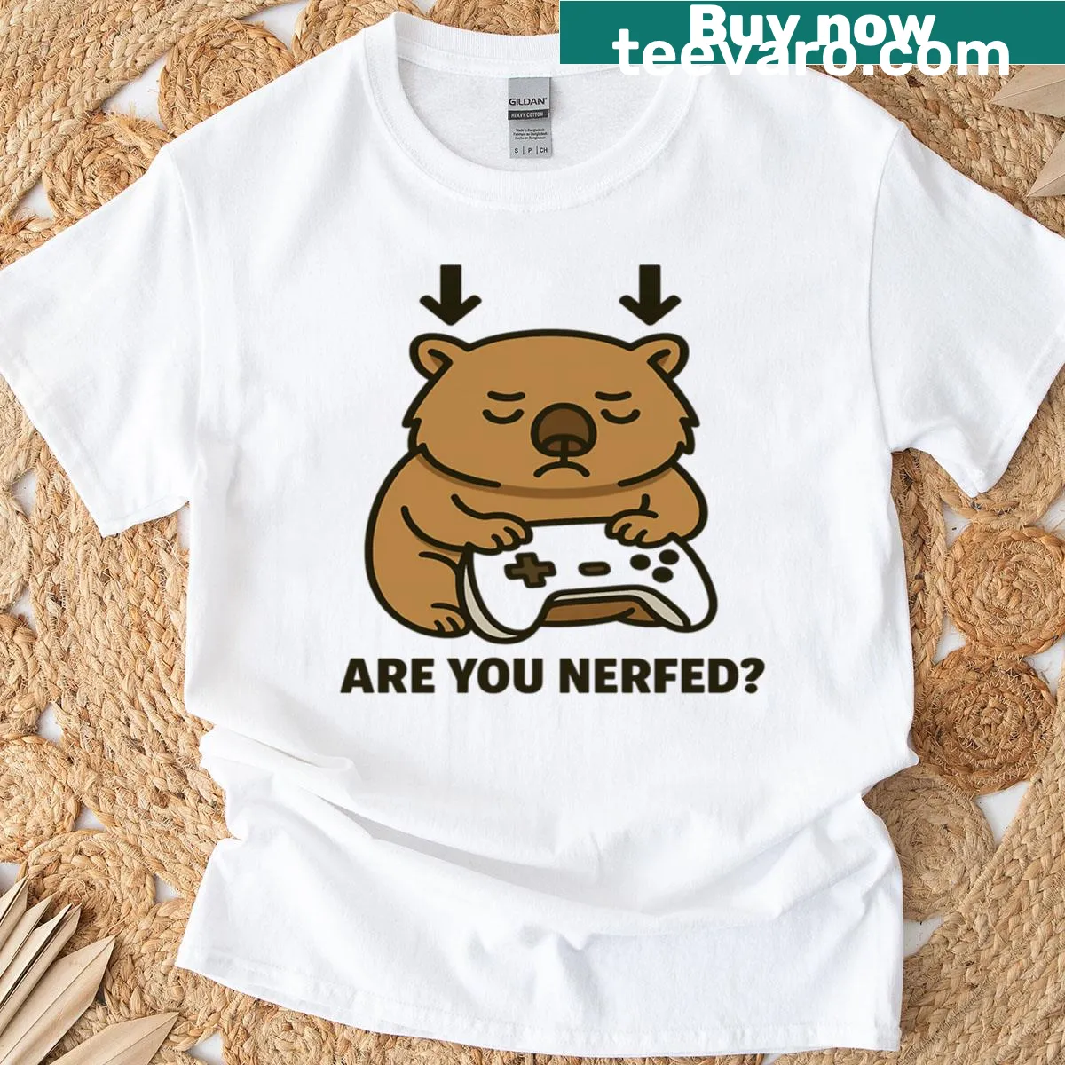 T-shirt with the phrase 'Are You Nerfed?' humorously referencing gaming balance patches — on a men's t-shirt