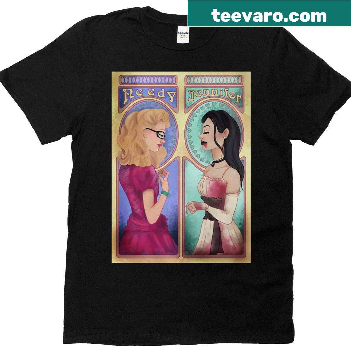 Art Nouveau T-shirt inspired by Jennifer's Body film — on a men's t-shirt