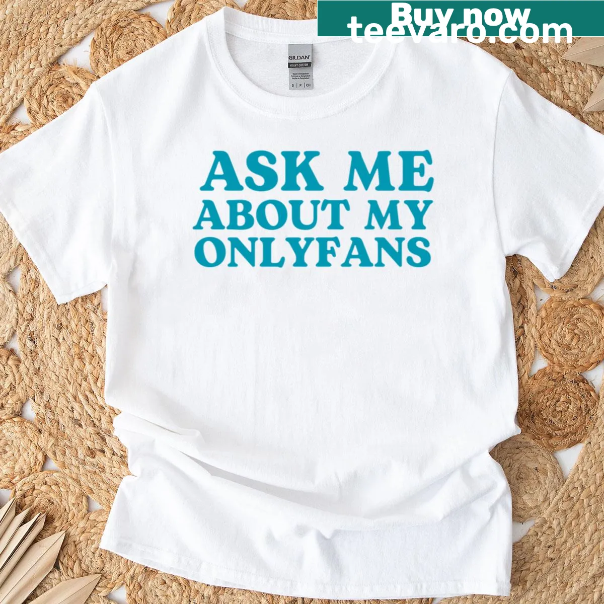 Funny oversized shirt with 'Ask Me About My Onlyfans' text — on a men's t-shirt