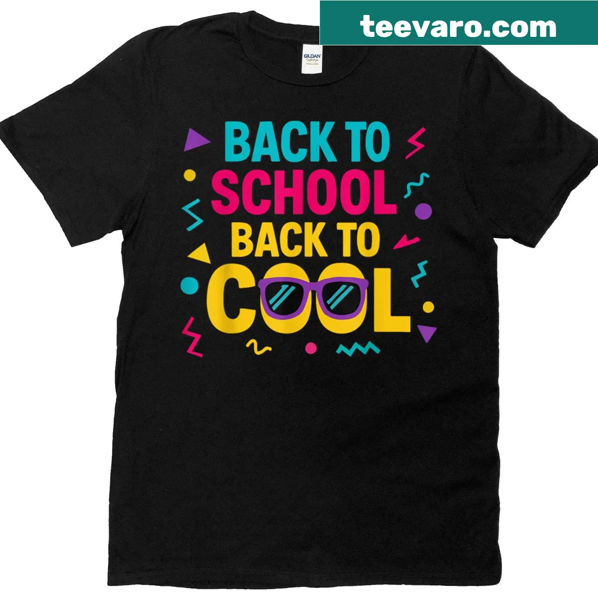 Cheerful graphic of 'Back To School Back To Cool' for kids — on a men's t-shirt