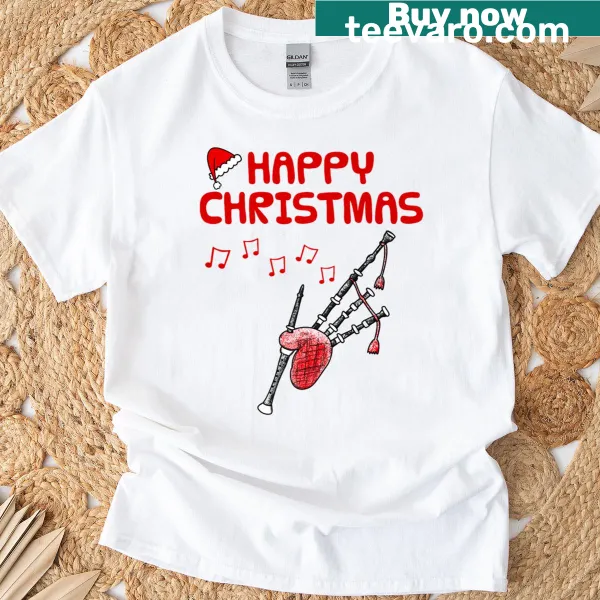 Bagpipes Christmas piper t-shirt design for musicians